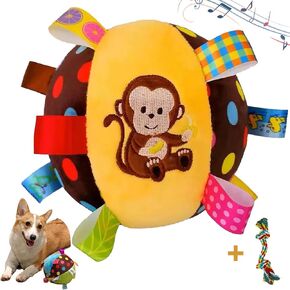 لعبة كرة للكلاب ذات صوت صرير للعب التفاعلي، ألعاب إثراء للكلاب مقاس 6 بوصات، لعبة كرة محشوة ناعمة للكلاب الصغيرة/المتوسطة/الكبيرة (بني وبرتقالي) in Kuwait