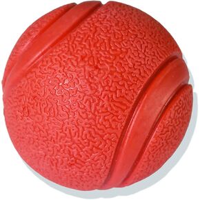 Dog Fetch Ball Solid Red Rubber Ball Toy for Pets, Durable Interactive Training Ball Toy, Suitable for Small Size Dogs (Striped, 1.77'')
