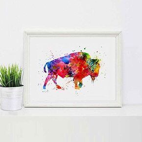 American Bison Art Print Watercolor Wall Hanging Bison Wall art Wall Painting Giclee American Buffalo Unique Wall Art 8x10 inch No Frame