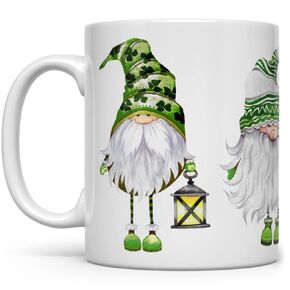 St Patricks Day Irish Gnomes Coffee Mug, Lucky Green Shamrock Tea Cup, Gift for Her Mom Friend (11oz)
