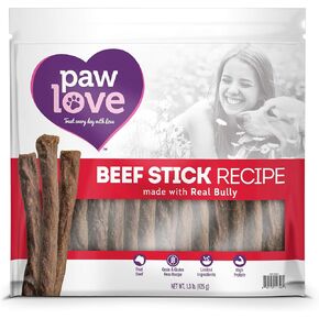 PawLove Treats Quick and Crunchy Gourmet Beef Stick Recipe Dog Snacks – Light and Airy Chew – Rich in Delicious Beef Flavor – Healthy Grain Free, High Protein Chew - Small Dog Size - (1.3 lb. Bag)