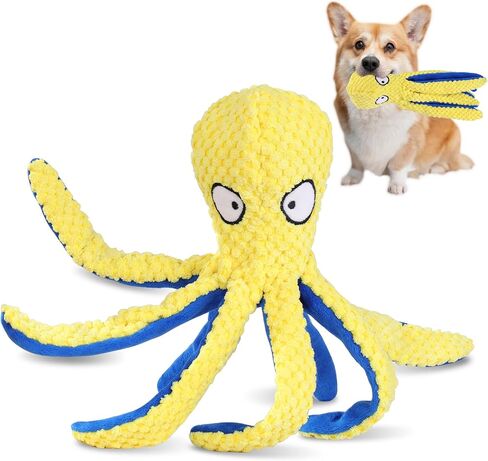 HOMBYS Indestructible Chewproof Dog Chew Toys for Aggressive Chewers, Plush Squeaky Dog Toys for Small, Medium & Large Dogs, Durable Puppy Teething Toys to Keep Them Busy, Octopus Dog Toy in Saudi Arabia