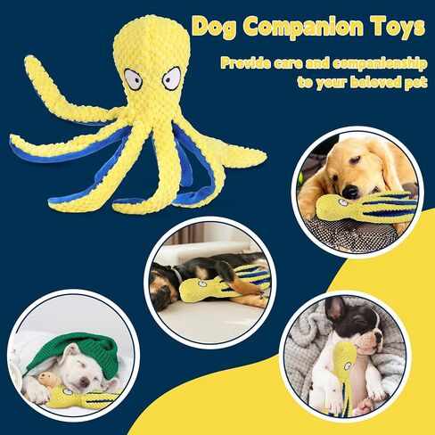 HOMBYS Indestructible Chewproof Dog Chew Toys for Aggressive Chewers, Plush Squeaky Dog Toys for Small, Medium & Large Dogs, Durable Puppy Teething Toys to Keep Them Busy, Octopus Dog Toy in Saudi Arabia