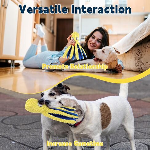HOMBYS Indestructible Chewproof Dog Chew Toys for Aggressive Chewers, Plush Squeaky Dog Toys for Small, Medium & Large Dogs, Durable Puppy Teething Toys to Keep Them Busy, Octopus Dog Toy in Saudi Arabia