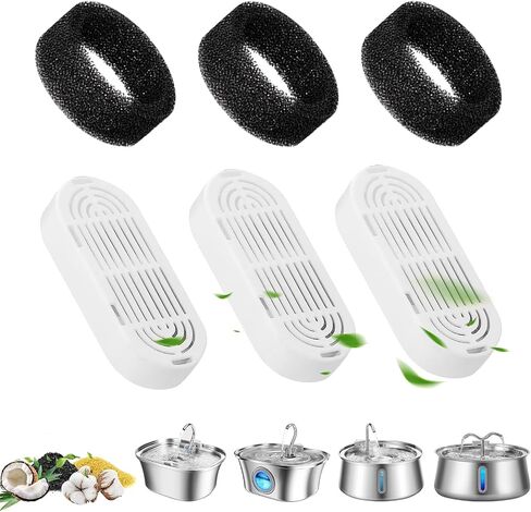 Cat Water Fountain Filter Replacement: 3+3 Pack Replacement Filters for 135oz/4L & 108oz/3.2L Stainless Steel Pet Fountain, Cat Water Fountain Dog Water Dispenser Filters in Saudi Arabia