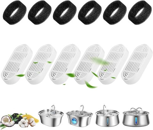 Cat Water Fountain Filter Replacement: 3+3 Pack Replacement Filters for 135oz/4L & 108oz/3.2L Stainless Steel Pet Fountain, Cat Water Fountain Dog Water Dispenser Filters in Saudi Arabia