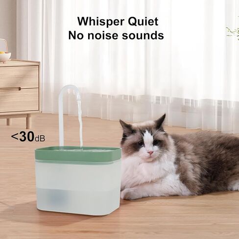 نافورة مياه للقطط، نافورة رايبو للقطط، فلتر كربون نشط، خزان مياه شفاف، نافورة مياه للحيوانات الأليفة للقطط والحيوانات الأليفة (أخضر فاتح) in Kuwait