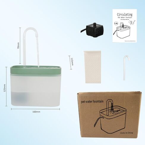 نافورة مياه للقطط، نافورة رايبو للقطط، فلتر كربون نشط، خزان مياه شفاف، نافورة مياه للحيوانات الأليفة للقطط والحيوانات الأليفة (أخضر فاتح) in Kuwait