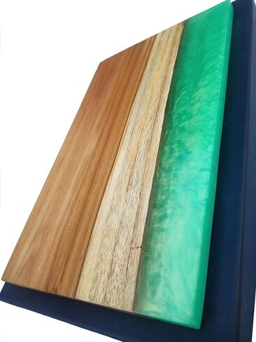 Teakwood and Resin Chopping Board, Handmade green epoxy cheese board 9x15 Inches, Handcrafted Kitchen Decor, Charcuterie Boards, Epoxy Resin Cheese Board, Decorative Cutting Board (Green Metallic) in Saudi Arabia
