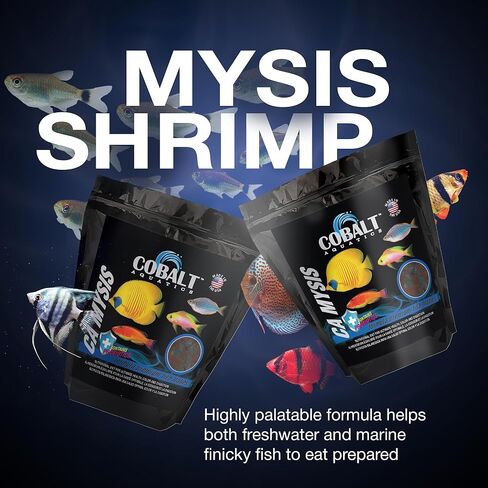 Cobalt Aquatics Mysis Shrimp with Blue Flakes 16oz - Premium Fish Food for Freshwater and Saltwater Aquariums - Nutrient-Rich for Healthy Fish in Saudi Arabia