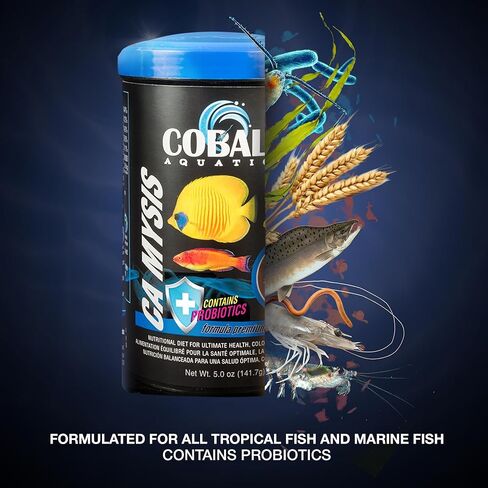 Cobalt Aquatics Mysis Shrimp with Blue Flakes 16oz - Premium Fish Food for Freshwater and Saltwater Aquariums - Nutrient-Rich for Healthy Fish in Saudi Arabia