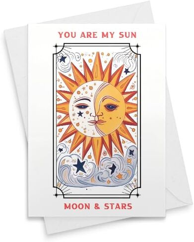 Sun, Moon and Stars Valentine's Day card or anniversary card for tarot lover [01429] in Saudi Arabia