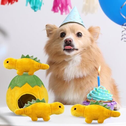 XIGGA Cave Interactive Dog Toys, Pet Plush Squeaky Hide and Seek Sturdy & Longlasting Dog Chew Toys Suitable for Small Medium Large Dogs Birthday Gifts(Dinosaur Eggs and Dinosaurs)-Blue in Saudi Arabia