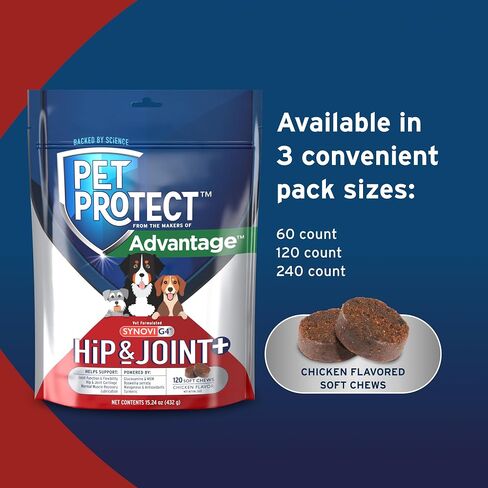 Pet Protect Hip & Joint+ Supplement for Dogs, Chicken Flavor 120ct in Saudi Arabia