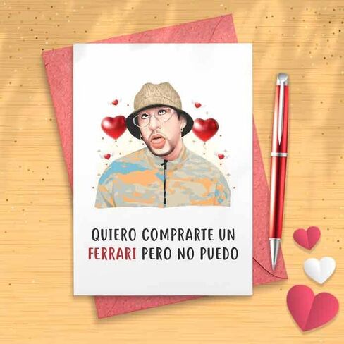 Funny Bunny Card - Quiero Comprarte Un Ferrari Pero No Puedo, Maldita Pobreza, Mother's Day, Valentine's Day, Christmas Card, Father's Day, Anniversary Day, Galentine Card, Bad [00450] in Saudi Arabia