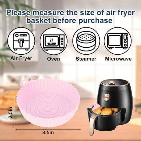 4 قطع بطانات سيليكون للمقلاة الهوائية، سلة مقلاة هوائية صالحة للطعام مقاس 8.5 بوصة لاستبدال البطانة الورقية، ملحقات بطانات مقلاة هوائية من السيليكون غير لاصقة وقابلة لإعادة الاستخدام، أوعية صينية الخبز من السيليكون، مستديرة in Kuwait