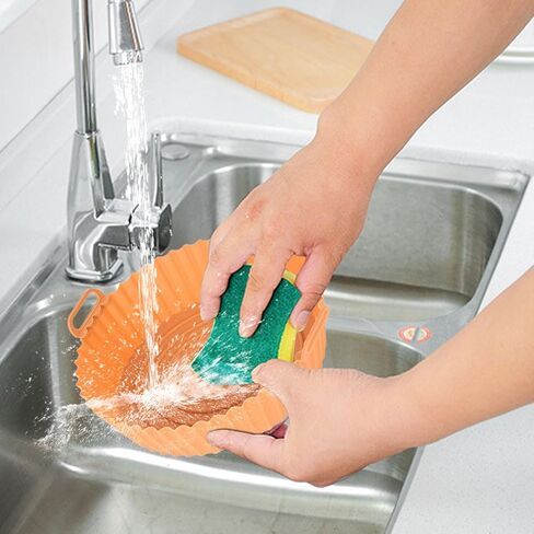 4 قطع بطانات سيليكون للمقلاة الهوائية، سلة مقلاة هوائية صالحة للطعام مقاس 8.5 بوصة لاستبدال البطانة الورقية، ملحقات بطانات مقلاة هوائية من السيليكون غير لاصقة وقابلة لإعادة الاستخدام، أوعية صينية الخبز من السيليكون، مستديرة in Kuwait