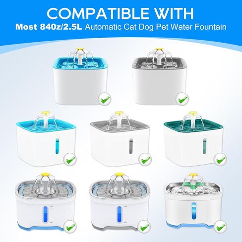 15 Pack Cat Water Fountain Filter, 10 Pack Cat Fountain Filter Replacement & 5 Pack Replacement Pre-Filter Sponges Fit for 84oz/2.5L Automatic Cat Pet Dog Water Fountain, White in Saudi Arabia