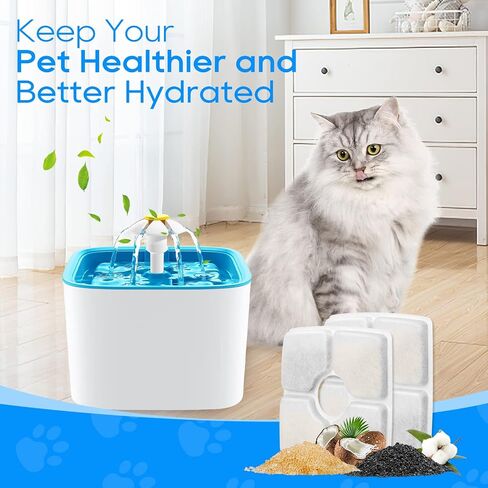 15 Pack Cat Water Fountain Filter, 10 Pack Cat Fountain Filter Replacement & 5 Pack Replacement Pre-Filter Sponges Fit for 84oz/2.5L Automatic Cat Pet Dog Water Fountain, White in Saudi Arabia