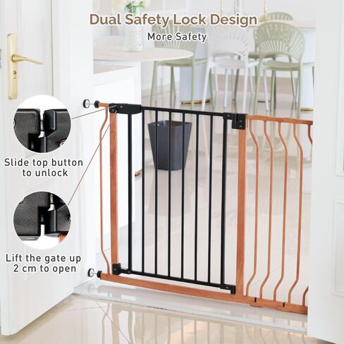 بوابة أطفال سهلة الخطوة 29.5-43.7 بوصة: بوابة أطفال آمنة للمشي على نطاق واسع للغاية للسلالم، بوابة كلب مثبتة بالضغط للمداخل، بوابة حيوانات أليفة طويلة الغلق تلقائيًا للمنزل مع باب كبير وقفل مزدوج آمن in Kuwait