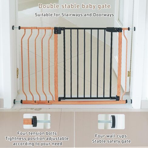 بوابة أطفال سهلة الخطوة 29.5-43.7 بوصة: بوابة أطفال آمنة للمشي على نطاق واسع للغاية للسلالم، بوابة كلب مثبتة بالضغط للمداخل، بوابة حيوانات أليفة طويلة الغلق تلقائيًا للمنزل مع باب كبير وقفل مزدوج آمن in Kuwait