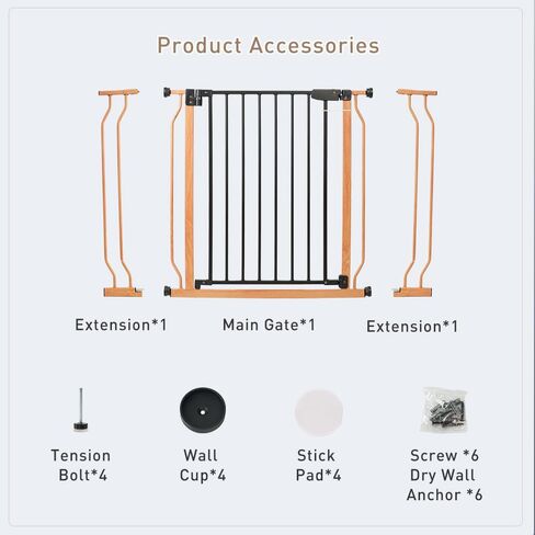 بوابة أطفال سهلة الخطوة 29.5-43.7 بوصة: بوابة أطفال آمنة للمشي على نطاق واسع للغاية للسلالم، بوابة كلب مثبتة بالضغط للمداخل، بوابة حيوانات أليفة طويلة الغلق تلقائيًا للمنزل مع باب كبير وقفل مزدوج آمن in Kuwait