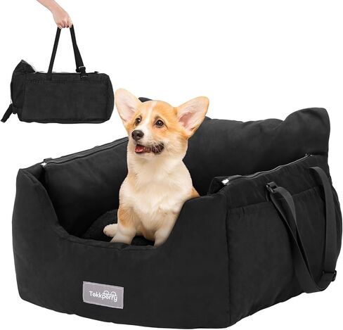 Dog Car Seats for Small Dogs,Suede Velvet Dog Booster Car Seat,Small Dog Car Seat for Travel with Handle,Dog Car Travel Carrier Bed with Detachable Sides Cushion& Storage Pockets Under 25lbs in Saudi Arabia