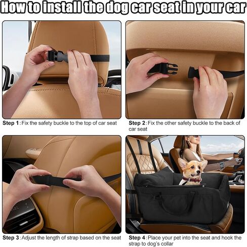 Dog Car Seats for Small Dogs,Suede Velvet Dog Booster Car Seat,Small Dog Car Seat for Travel with Handle,Dog Car Travel Carrier Bed with Detachable Sides Cushion& Storage Pockets Under 25lbs in Saudi Arabia