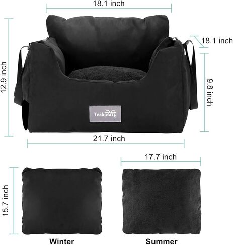 Dog Car Seats for Small Dogs,Suede Velvet Dog Booster Car Seat,Small Dog Car Seat for Travel with Handle,Dog Car Travel Carrier Bed with Detachable Sides Cushion& Storage Pockets Under 25lbs in Saudi Arabia