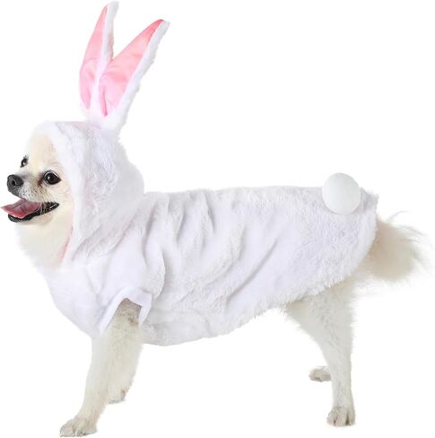 أزياء Mogoko المضحكة للكلاب والقطط والأرنب، فستان تنكرية لعيد الهالوين للحيوانات الأليفة، زي أرنب كبير للحيوانات الأليفة، غطاء رأس من الصوف للحيوانات ملابس دافئة (مقاس XL) in Kuwait