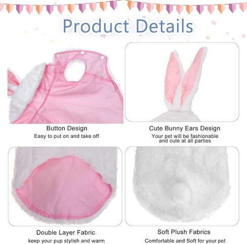 أزياء Mogoko المضحكة للكلاب والقطط والأرنب، فستان تنكرية لعيد الهالوين للحيوانات الأليفة، زي أرنب كبير للحيوانات الأليفة، غطاء رأس من الصوف للحيوانات ملابس دافئة (مقاس XL) in Kuwait