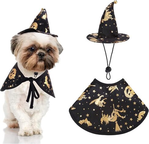 أزياء موغوكو للهالوين للكلاب الساحرة، سترات تنكرية للحيوانات الأليفة في الهالوين، زي قطة رائعتين، عباءة من الصوف على شكل حيوانات، ملابس دافئة للجرو والكلاب الصغيرة والقطط in Kuwait