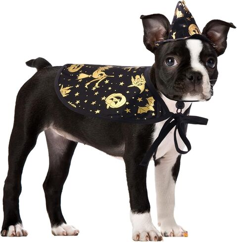 أزياء موغوكو للهالوين للكلاب الساحرة، سترات تنكرية للحيوانات الأليفة في الهالوين، زي قطة رائعتين، عباءة من الصوف على شكل حيوانات، ملابس دافئة للجرو والكلاب الصغيرة والقطط in Kuwait