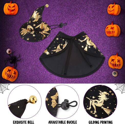 أزياء موغوكو للهالوين للكلاب الساحرة، سترات تنكرية للحيوانات الأليفة في الهالوين، زي قطة رائعتين، عباءة من الصوف على شكل حيوانات، ملابس دافئة للجرو والكلاب الصغيرة والقطط in Kuwait