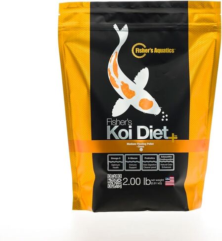 Fisher's Aquatics Koi Fish Food 2.0 lb - Koi Diet Medium 3/16" Floating Pellets Fish Food for Ponds, Koi Food Fall Spring Summer Winter Goldfish Food in Saudi Arabia