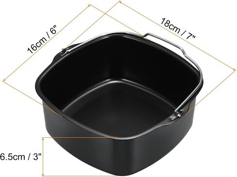 MECCANIXITY Baking Pan Universal Air Fryer Accessory Nonstick Coating 7"x6"x3" Stainless Steel for Pressure Cookers, Air Fryers Ovens Black in Saudi Arabia
