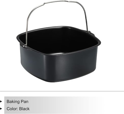 MECCANIXITY Baking Pan Universal Air Fryer Accessory Nonstick Coating 7"x6"x3" Stainless Steel for Pressure Cookers, Air Fryers Ovens Black in Saudi Arabia