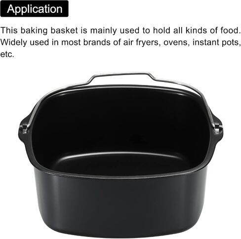 MECCANIXITY Baking Pan Universal Air Fryer Accessory Nonstick Coating 7"x6"x3" Stainless Steel for Pressure Cookers, Air Fryers Ovens Black in Saudi Arabia