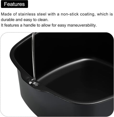 MECCANIXITY Baking Pan Universal Air Fryer Accessory Nonstick Coating 7"x6"x3" Stainless Steel for Pressure Cookers, Air Fryers Ovens Black in Saudi Arabia