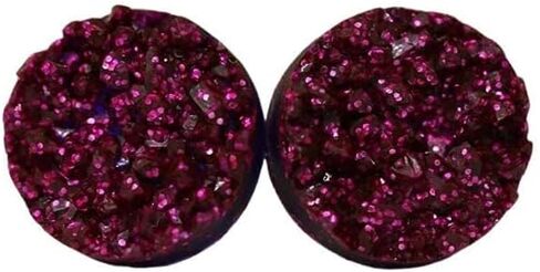 Titanium Post Earrings Hypoallergenic 8mm Druzy (Black AB) in Saudi Arabia