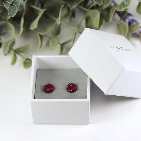 Titanium Post Earrings Hypoallergenic 8mm Druzy (Black AB) in Saudi Arabia