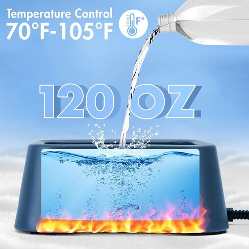 120OZ Heated Water Bowl for Dogs, Outdoor Heated Dog Bowl, Heated Pet Bowl for Cat Chicken Rabbits, Thermal-Bowl Blue with Chew Resistant Power Cord, 38Watts Waterer Keep Your Pets Hydrated in Winter in Saudi Arabia