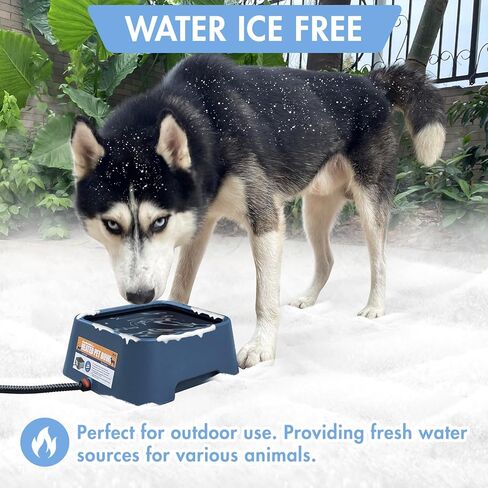 120OZ Heated Water Bowl for Dogs, Outdoor Heated Dog Bowl, Heated Pet Bowl for Cat Chicken Rabbits, Thermal-Bowl Blue with Chew Resistant Power Cord, 38Watts Waterer Keep Your Pets Hydrated in Winter in Saudi Arabia