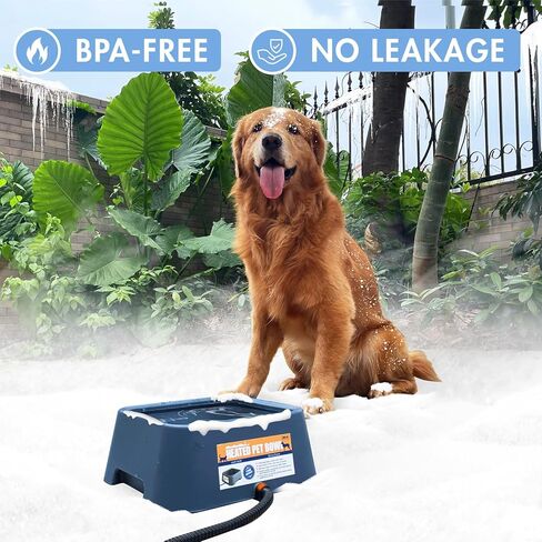 120OZ Heated Water Bowl for Dogs, Outdoor Heated Dog Bowl, Heated Pet Bowl for Cat Chicken Rabbits, Thermal-Bowl Blue with Chew Resistant Power Cord, 38Watts Waterer Keep Your Pets Hydrated in Winter in Saudi Arabia