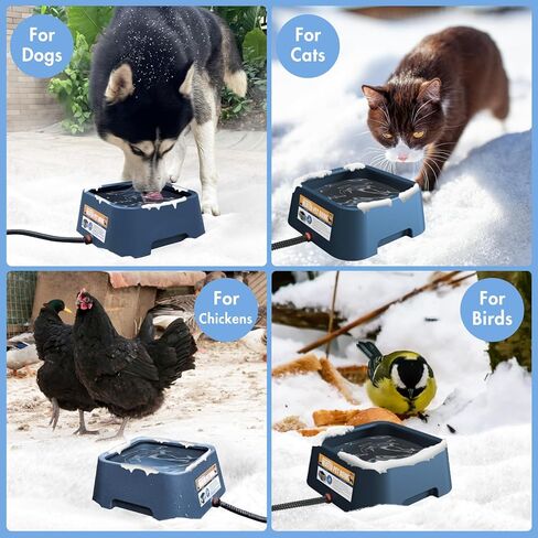 120OZ Heated Water Bowl for Dogs, Outdoor Heated Dog Bowl, Heated Pet Bowl for Cat Chicken Rabbits, Thermal-Bowl Blue with Chew Resistant Power Cord, 38Watts Waterer Keep Your Pets Hydrated in Winter in Saudi Arabia