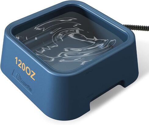 120OZ Heated Water Bowl for Dogs, Outdoor Heated Dog Bowl, Heated Pet Bowl for Cat Chicken Rabbits, Thermal-Bowl Blue with Chew Resistant Power Cord, 38Watts Waterer Keep Your Pets Hydrated in Winter in Saudi Arabia