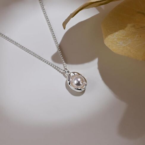 Silver Pearl Necklace Single Pearl Choker Necklace for Women Trendy Dainty Pendant Necklace Pearl Jewelry for Gift in Saudi Arabia