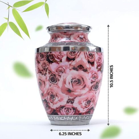 BOLD & DIVINE Hand Painted Pink Rose Cremation Urn | Human Ashes Adult Memorial urn, Burial, Funeral Cremation Urns |200 Cubic Inches Adult Large in Saudi Arabia