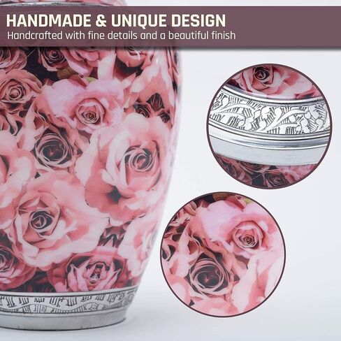 BOLD & DIVINE Hand Painted Pink Rose Cremation Urn | Human Ashes Adult Memorial urn, Burial, Funeral Cremation Urns |200 Cubic Inches Adult Large in Saudi Arabia