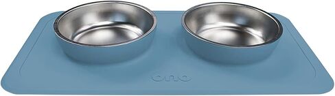 Ono Good Bowl Food & Water Double Feeder - Small to Medium Pets No Spill Non Skid Silicone Mat & Stainless Steel Bowls for Dogs or Cats (Mint) in Saudi Arabia